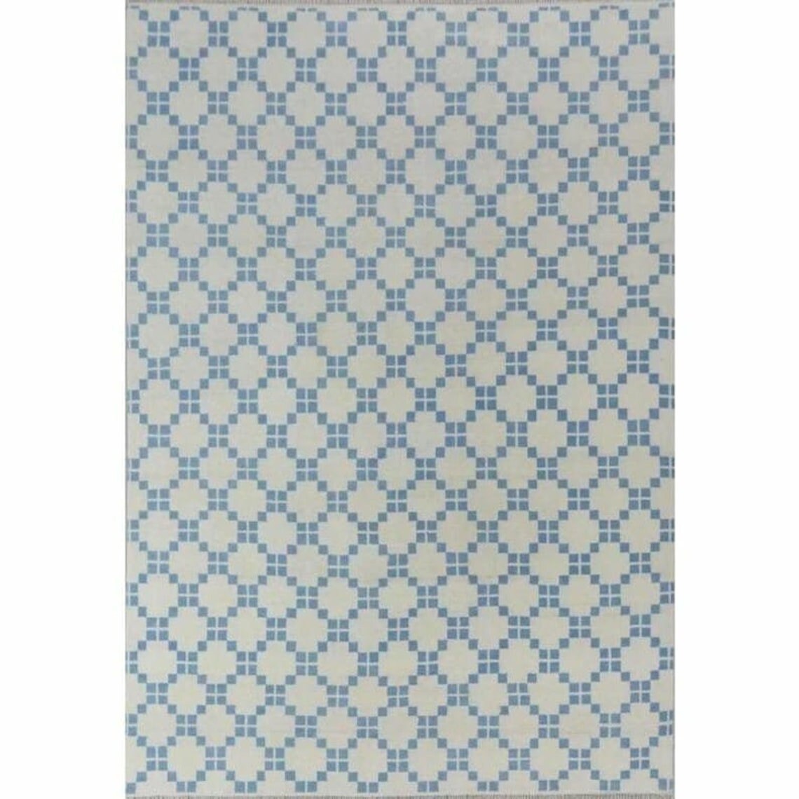 Low Pile 8x10 Box Blue & Beige Oushak Rug Soft Pile 100% Wool Hand Knotted Luxury Home Decore Rug HAND woolen Rug Hallway Rug Bedroom Rug