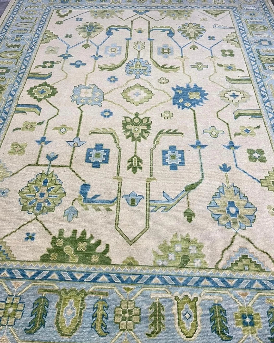 Low Pile Oushak Hand -Knotted 100% Wool Material Rugs Natural Oushak Rug For bedroom, Living room, hallway, Reactangle Area Rug Medallion Area Rugs