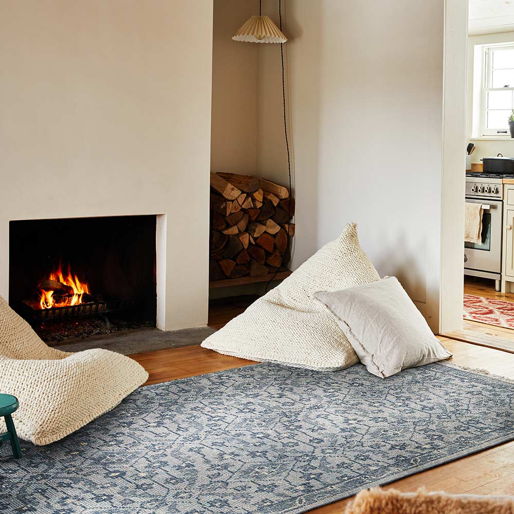 Hand Knotted Blue New Zealand Woollen Rug