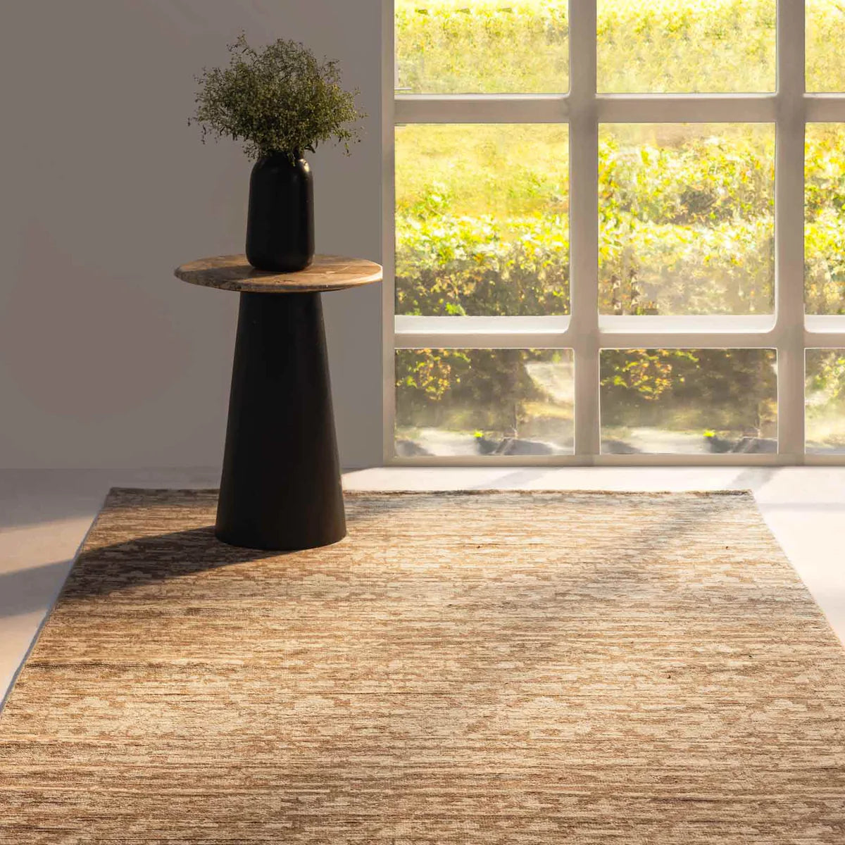 Hand Knotted Beige New Zealand Woollen Rug