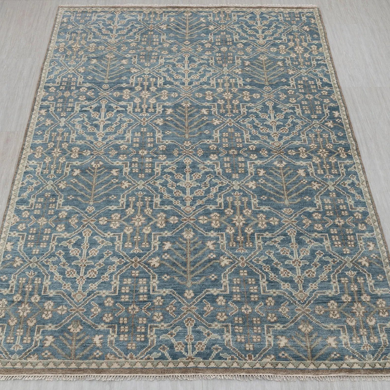 Hand Knotted Wool Rug Oushak Rug Elegant Charcoal Gray and Ivory Oushak Rug