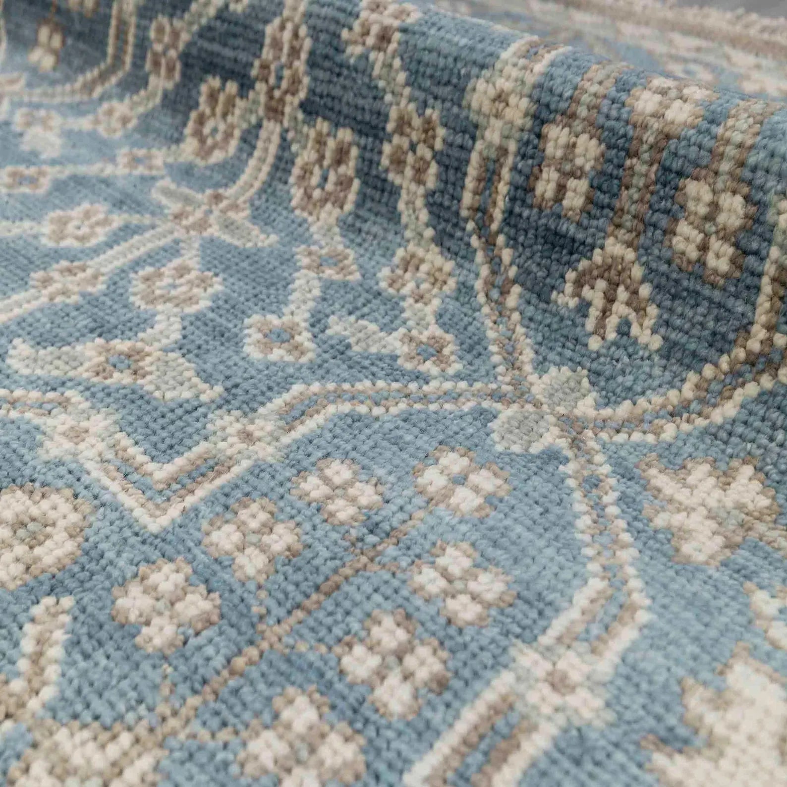 Hand Knotted Wool Rug Oushak Rug Elegant Charcoal Gray and Ivory Oushak Rug