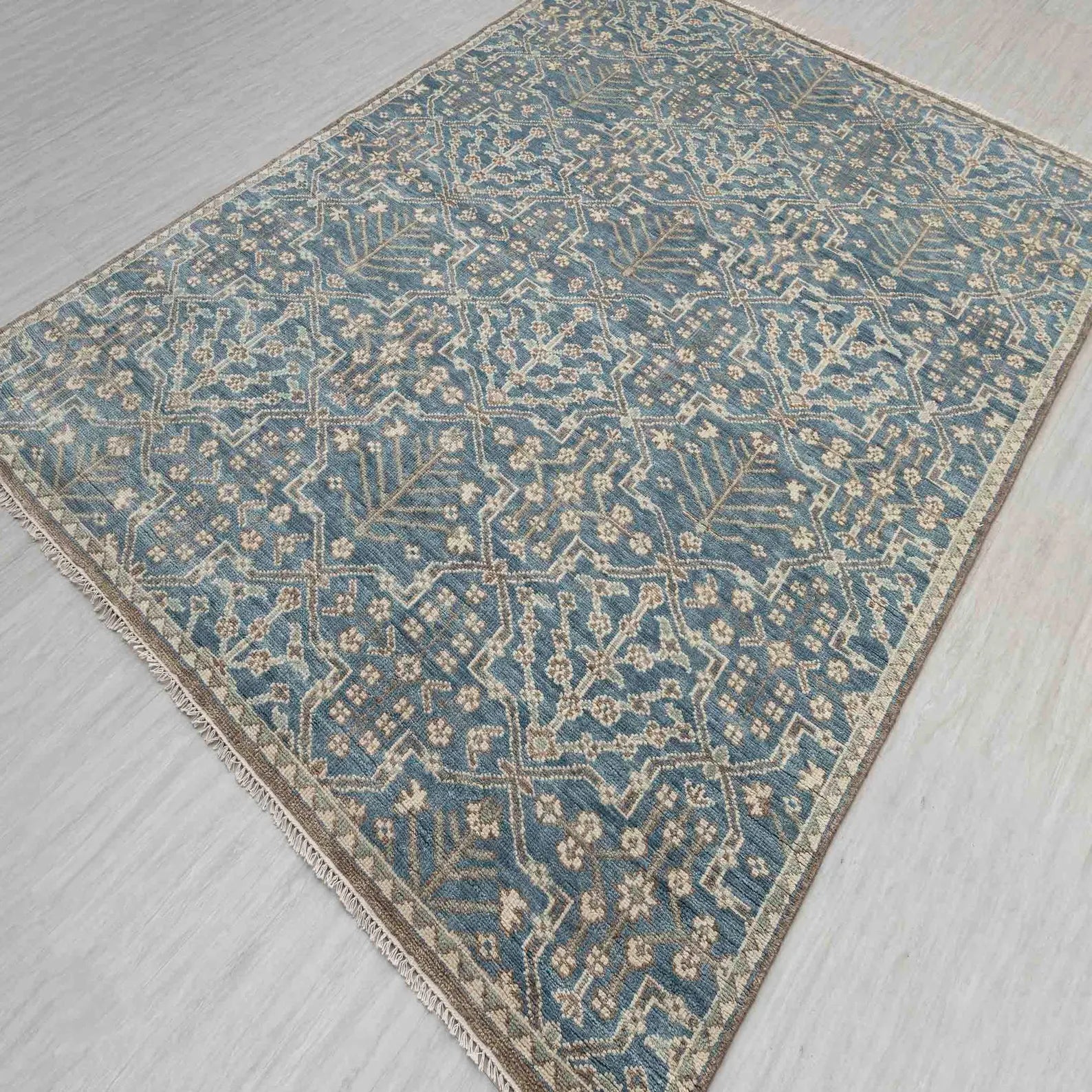 Hand Knotted Wool Rug Oushak Rug Elegant Charcoal Gray and Ivory Oushak Rug