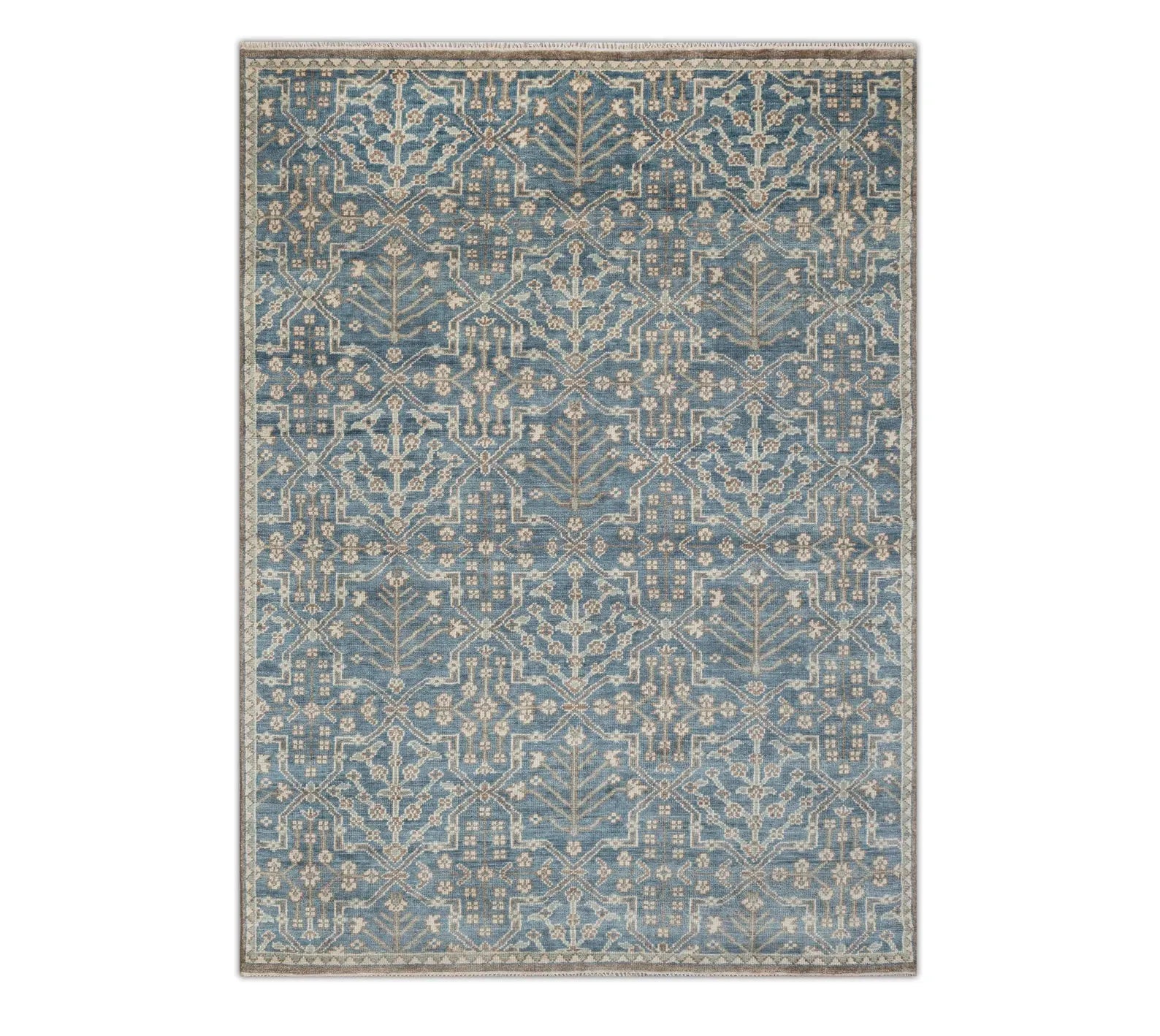 Hand Knotted Wool Rug Oushak Rug Elegant Charcoal Gray and Ivory Oushak Rug