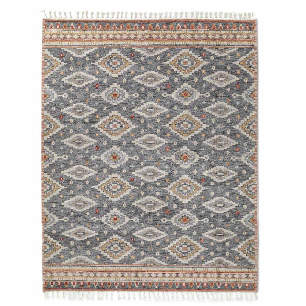 Dark Grey Woollen Hand Knotted Rug