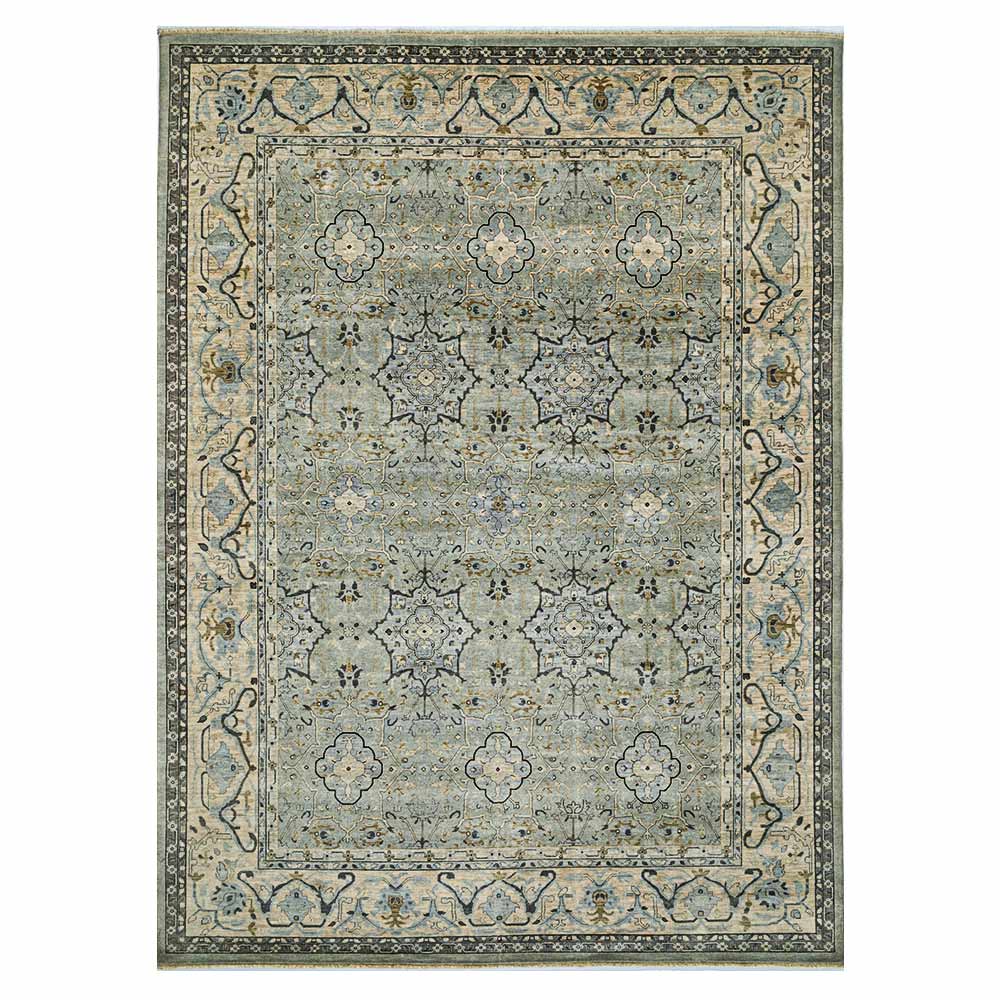 Green New Zealand Wool Hand Knotted Premium Rug
