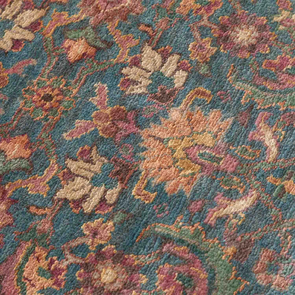 Teal Green Woollen Hand Knotted Premium Rug