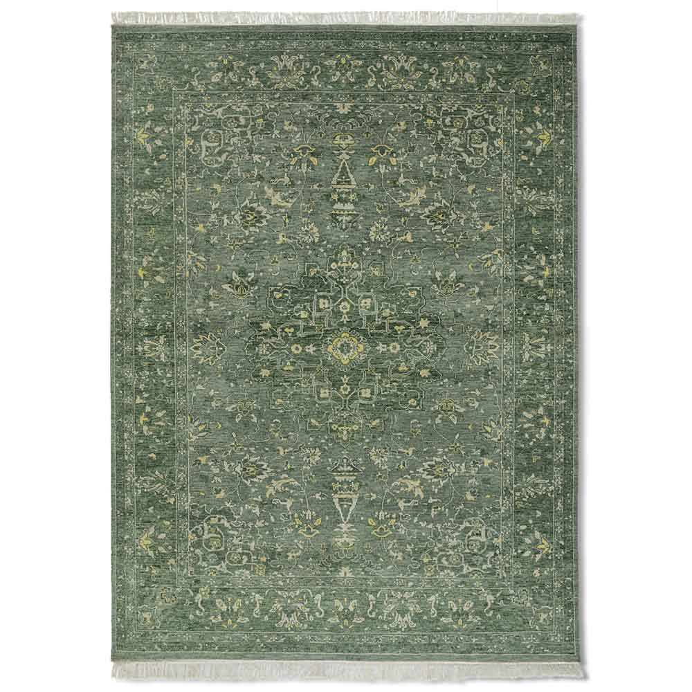Green Wool Hand Knotted Premium Rug