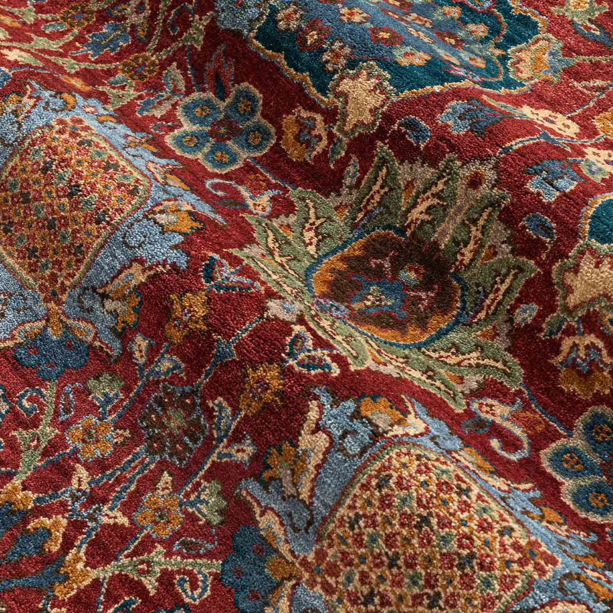 New Zealand Woollen Hand Knotted Red Rug