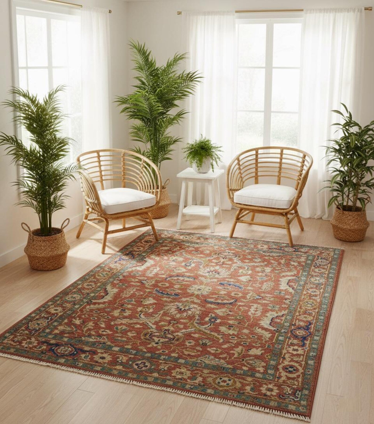 Hand Knotted Multicolor Oushak Rug Elegant Charcoal Gray and Ivory Oushak Rug