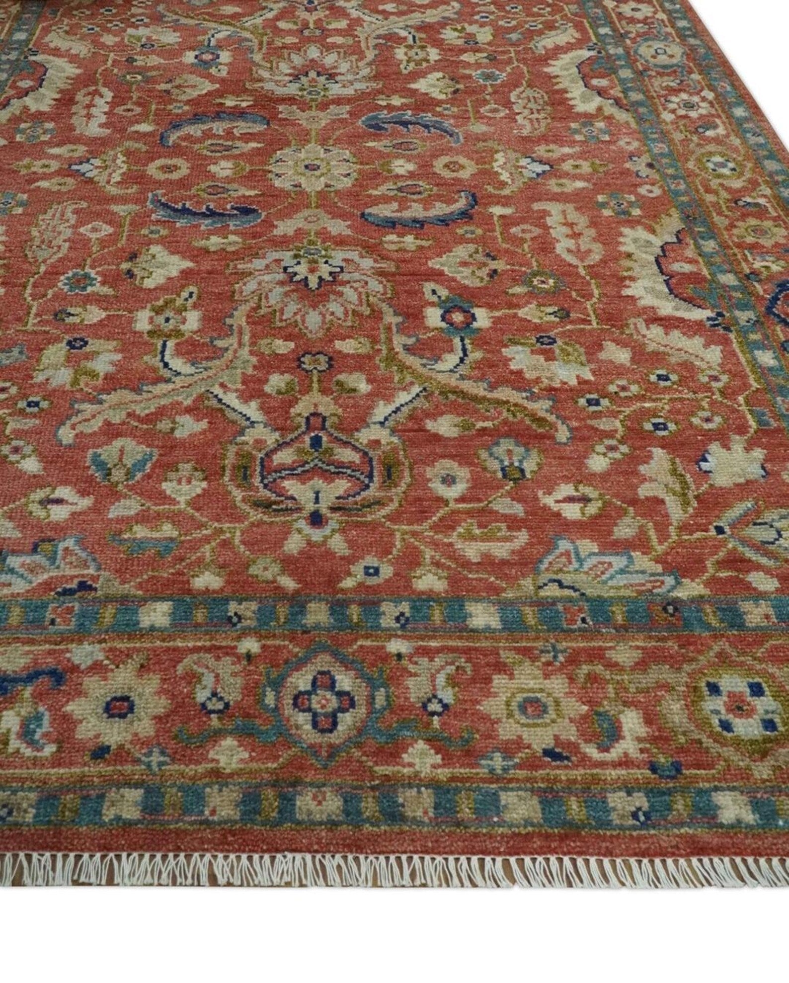Hand Knotted Multicolor Oushak Rug Elegant Charcoal Gray and Ivory Oushak Rug