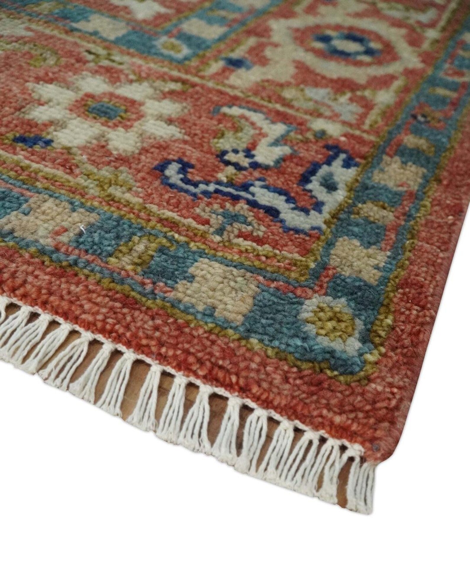 Hand Knotted Multicolor Oushak Rug Elegant Charcoal Gray and Ivory Oushak Rug