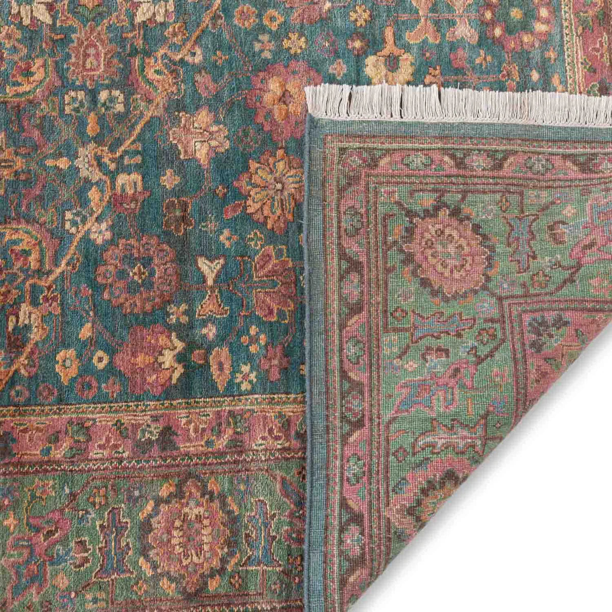 Teal Green Woollen Hand Knotted Premium Rug