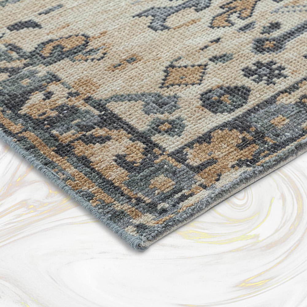 New Zealand Off White Woollen Hand Knotted Rug