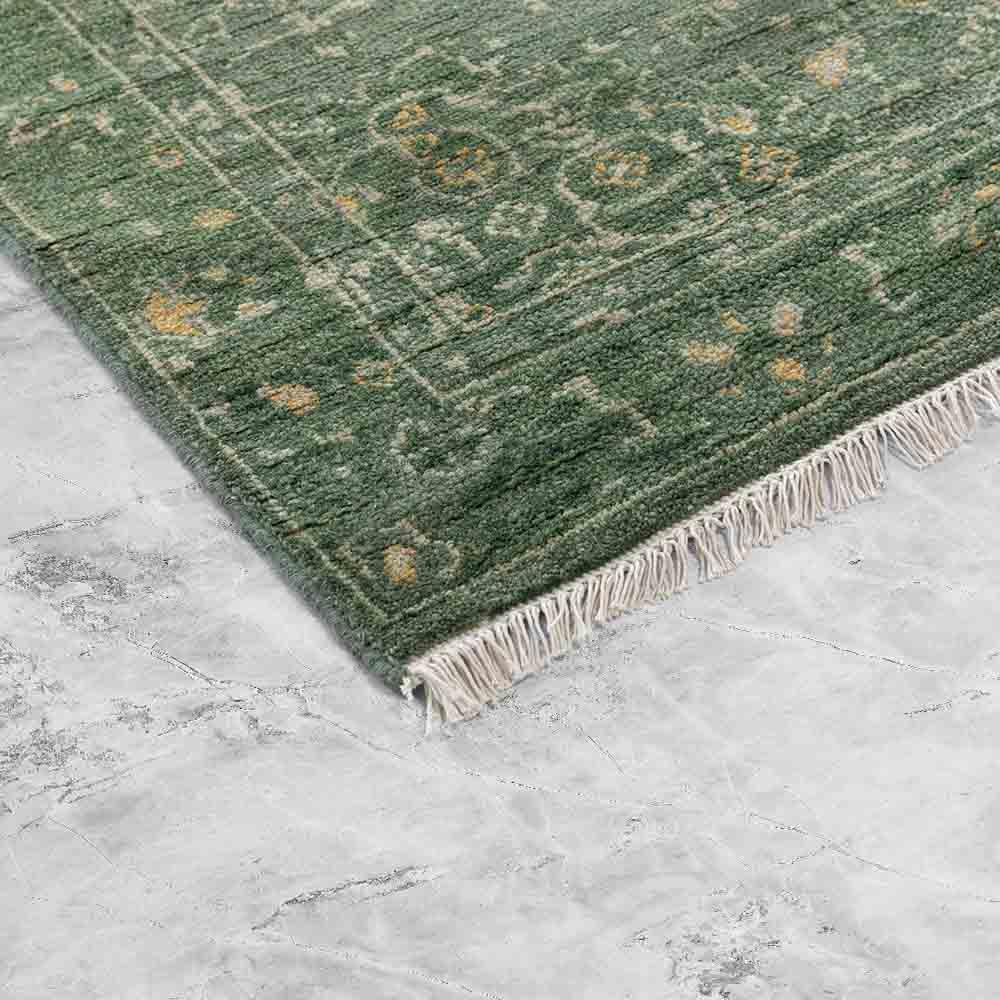 Green Wool Hand Knotted Premium Rug