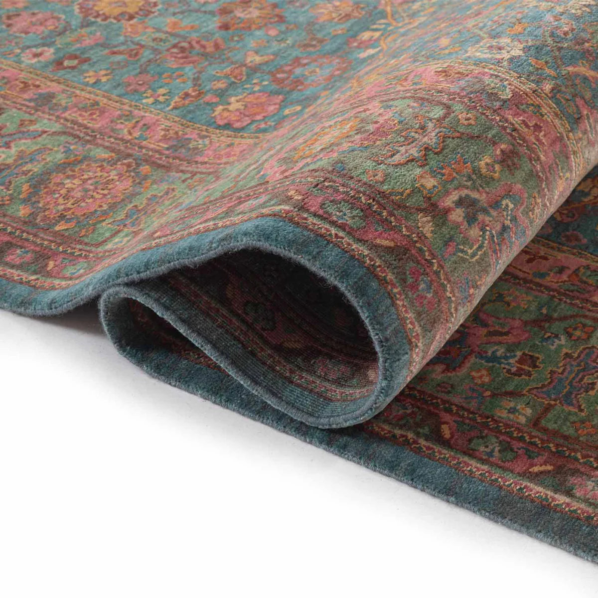Teal Green Woollen Hand Knotted Premium Rug