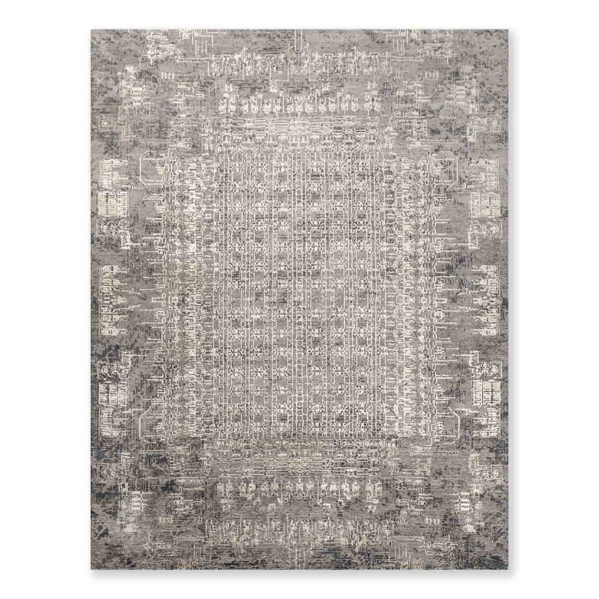 Modern Dark Grey Woollen Hand Knotted Rug