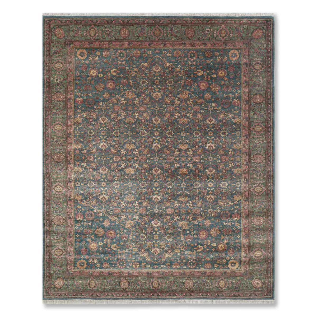 Teal Green Woollen Hand Knotted Premium Rug