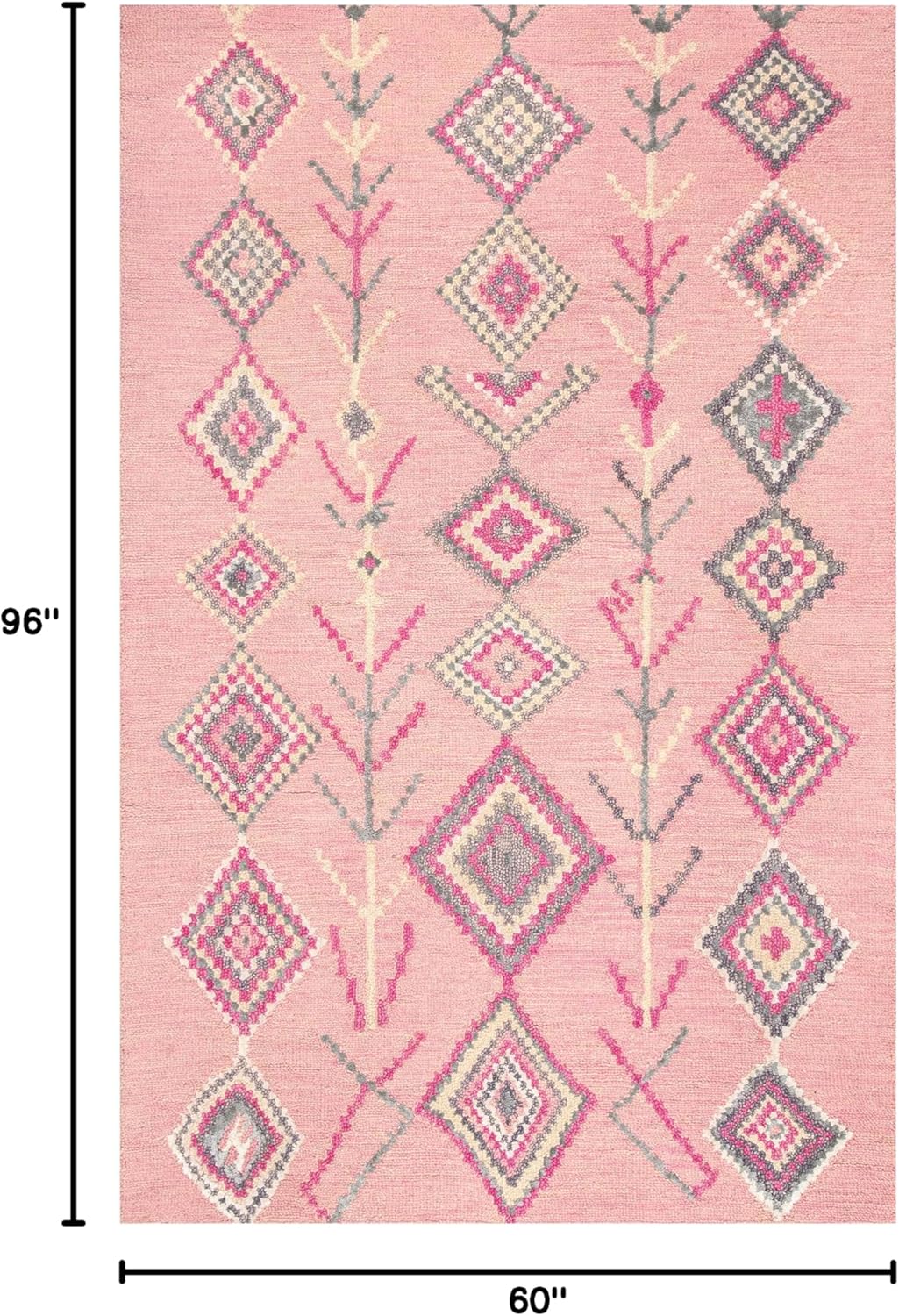 Hand-Tufted Belini Hand Tufted Wool Area Rug, 5' x 8', Pink