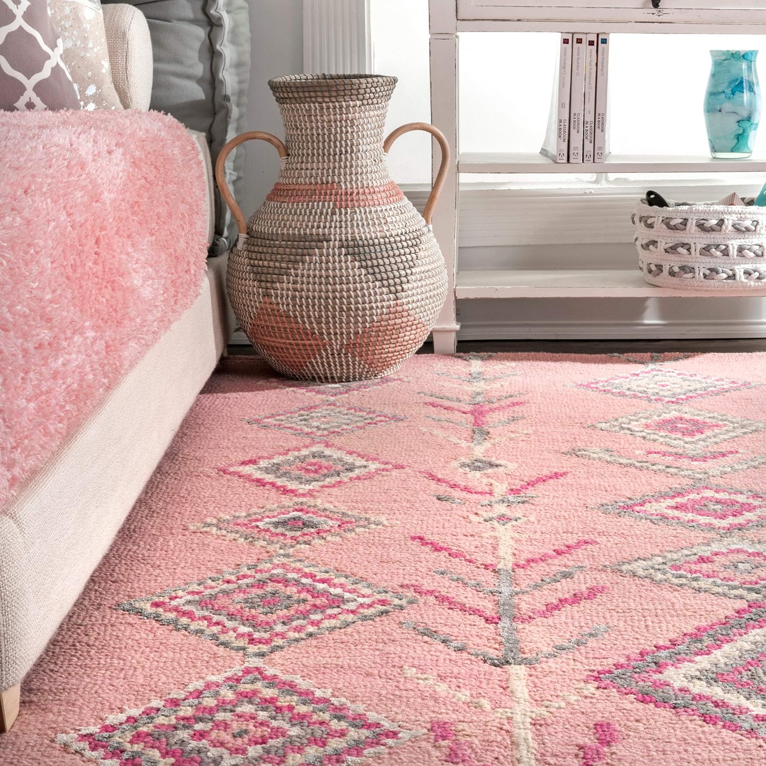 Hand-Tufted Belini Hand Tufted Wool Area Rug, 5' x 8', Pink
