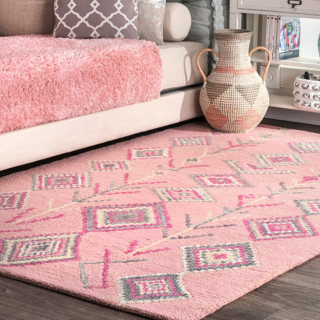 Hand-Tufted Belini Hand Tufted Wool Area Rug, 5' x 8', Pink