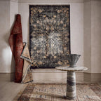 Hand Knotted Wool Rug, Oushak Rug Charcoal Black Floral Oushak Rug Modern Geometric Distressed Carpet Modern Custom Sizes 5x8 6x9 8x10 9x12