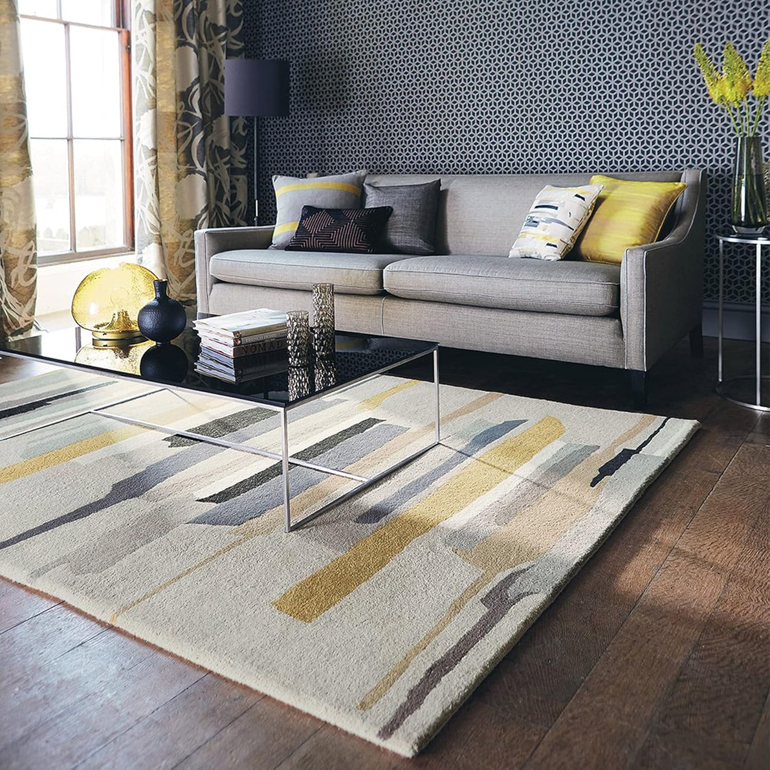 Yellow Wool Hand-Tufted Carpet for Living Room Bedroom Drawing Room Hall and Floor Color Yellow