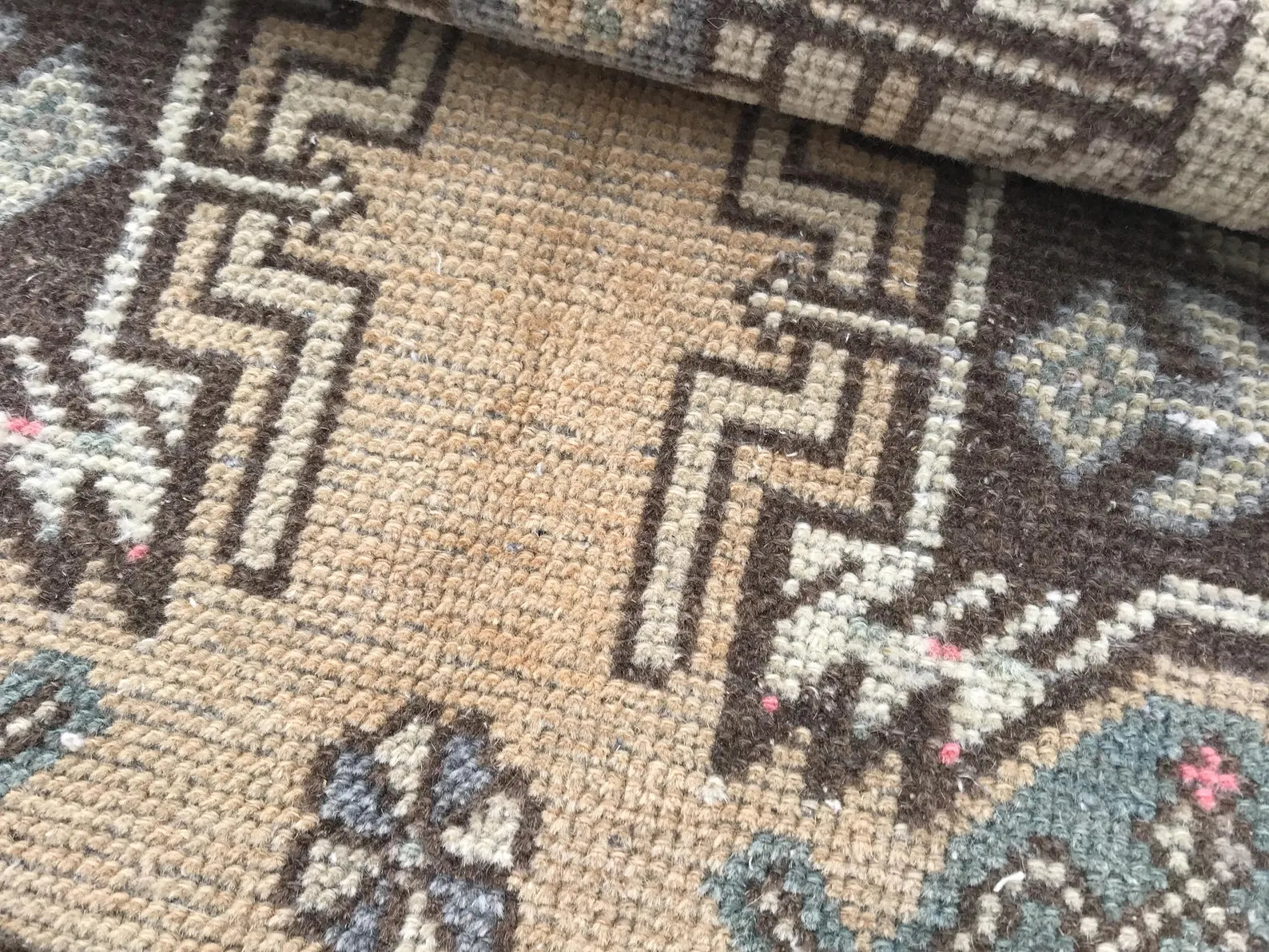 Hand Knotted Brown Oushak Rug Elegant Charcoal Gray and Ivory Oushak Rug