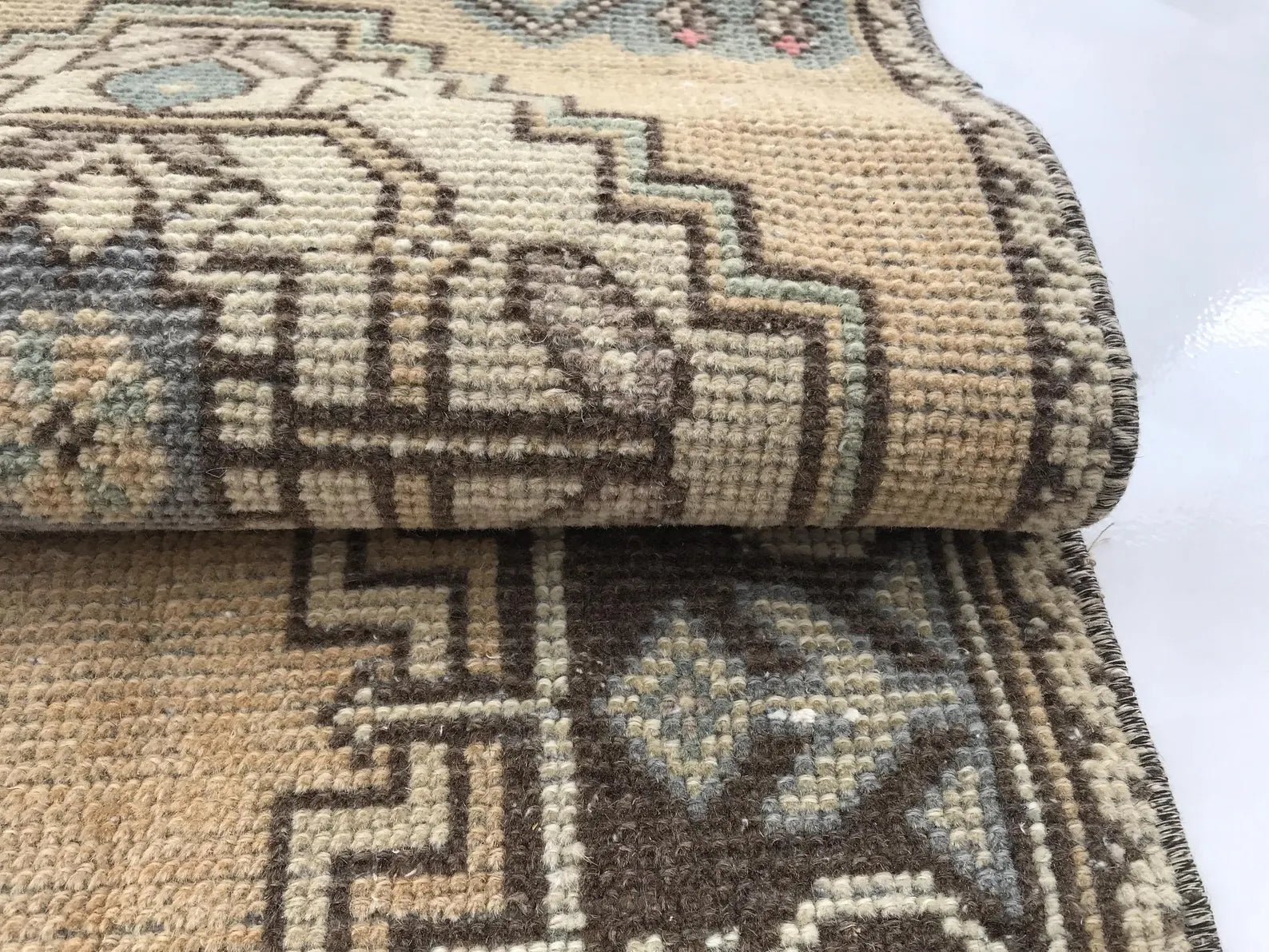 Hand Knotted Brown Oushak Rug Elegant Charcoal Gray and Ivory Oushak Rug