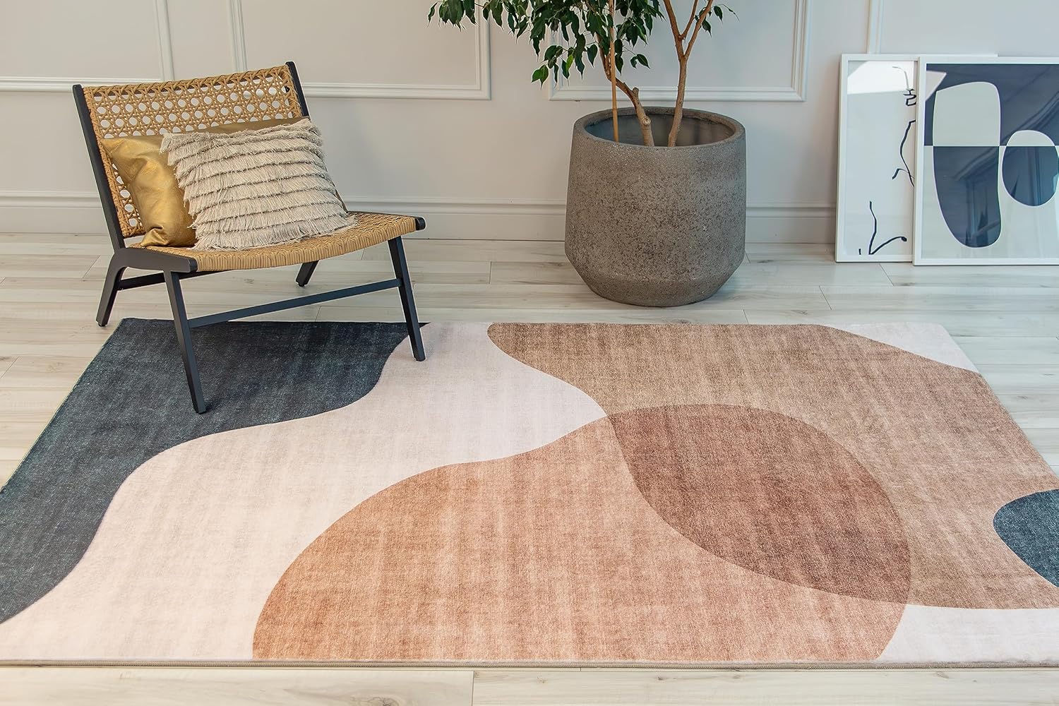 Hand-Tufted Cream Green Indoor Soft Area Rug for Living Room Bedroom Dining Room and Office - 5 x 8 Exact Size 5 3 X 7 7