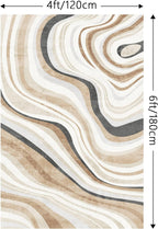 Hand-Tufted Cream and Brown,4x6 Feet,Suitable for Bedroom,Living Room,Apartment,Machine Washable Non-Slip Soft Modern Interior Rug,Smudge-Proof,Non-Shedding
