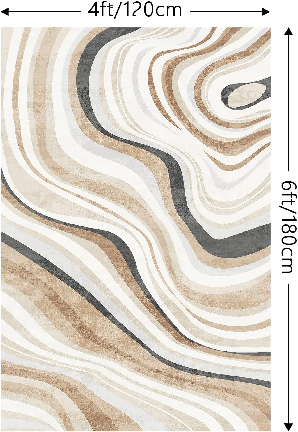 Hand-Tufted Cream and Brown,4x6 Feet,Suitable for Bedroom,Living Room,Apartment,Machine Washable Non-Slip Soft Modern Interior Rug,Smudge-Proof,Non-Shedding