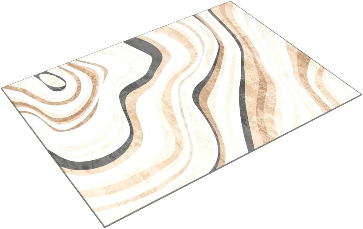 Hand-Tufted Cream and Brown,4x6 Feet,Suitable for Bedroom,Living Room,Apartment,Machine Washable Non-Slip Soft Modern Interior Rug,Smudge-Proof,Non-Shedding