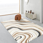 Hand-Tufted Cream and Brown,4x6 Feet,Suitable for Bedroom,Living Room,Apartment,Machine Washable Non-Slip Soft Modern Interior Rug,Smudge-Proof,Non-Shedding