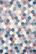 Hand-Tufted Eclipse Modern Checkered Geometric Purple Cream Indoor Soft Area Rug for Living Room, Bedroom, Dining Room, and Office - 5' x 8' (Exact Size: 5'3" X 7'7")