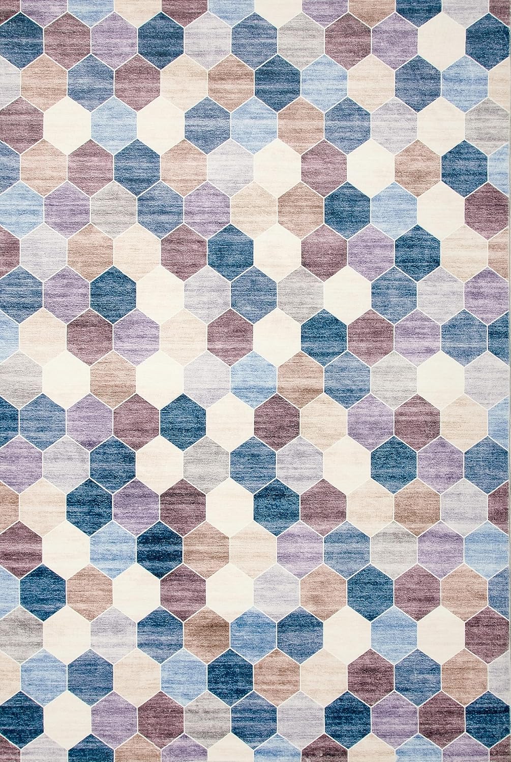 Hand-Tufted Eclipse Modern Checkered Geometric Purple Cream Indoor Soft Area Rug for Living Room, Bedroom, Dining Room, and Office - 5' x 8' (Exact Size: 5'3" X 7'7")
