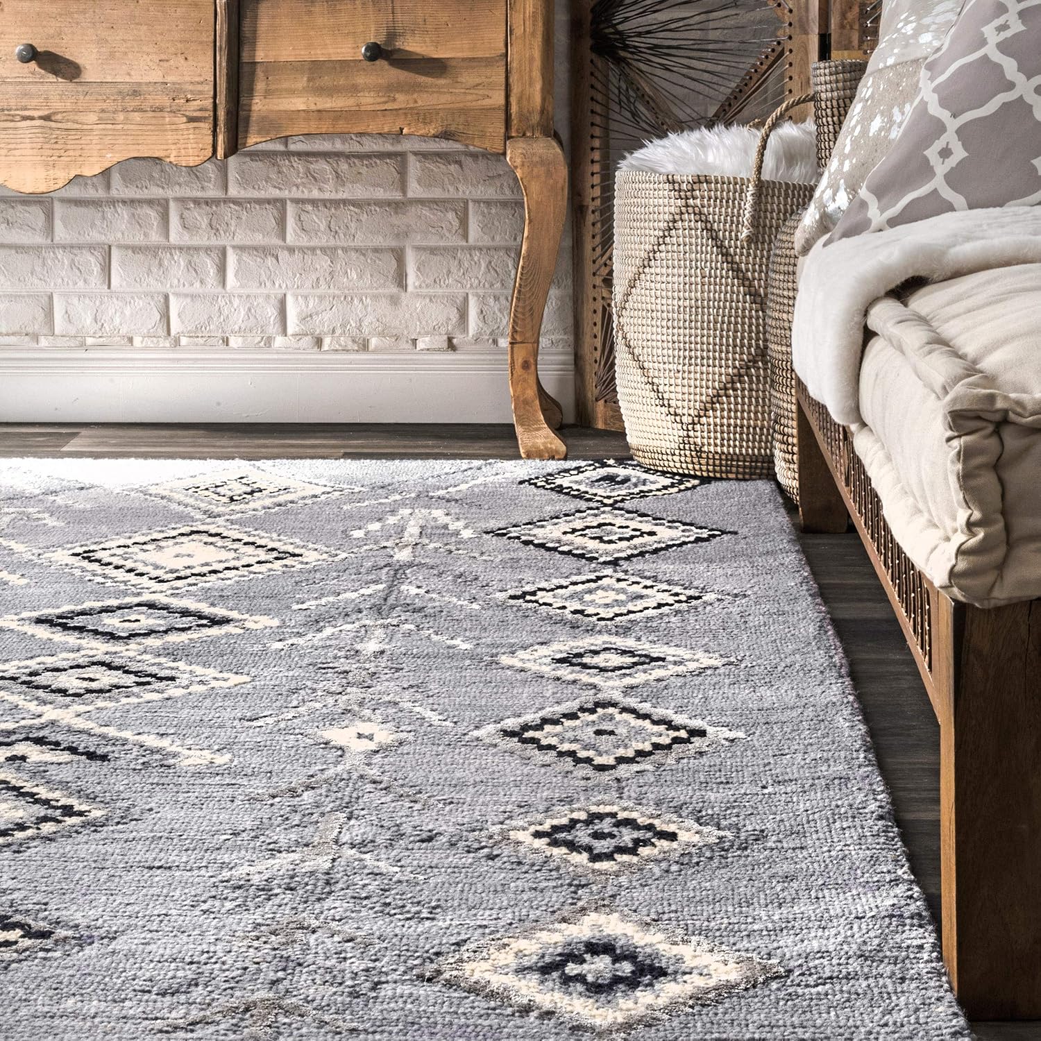 Hand-Tufted Belini Area Rug, 4x6, Dark Grey