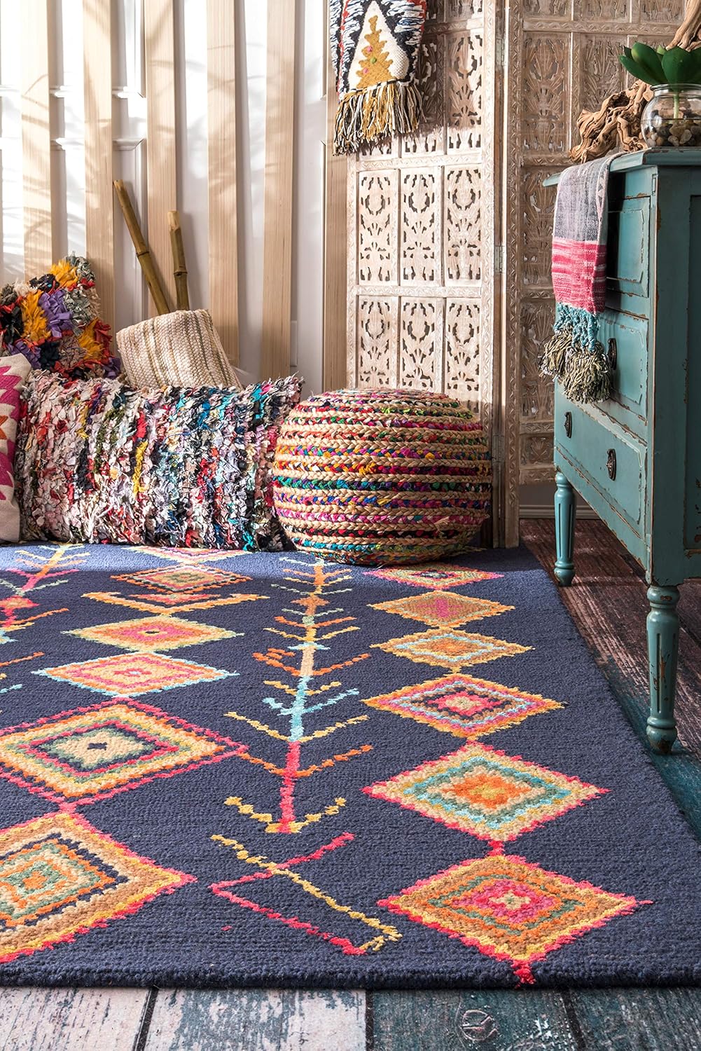 Hand-Tufted Belini Runner Rug  2 6x 6 Navy