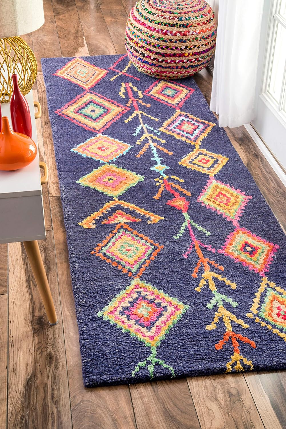 Hand-Tufted Belini Runner Rug  2 6x 6 Navy