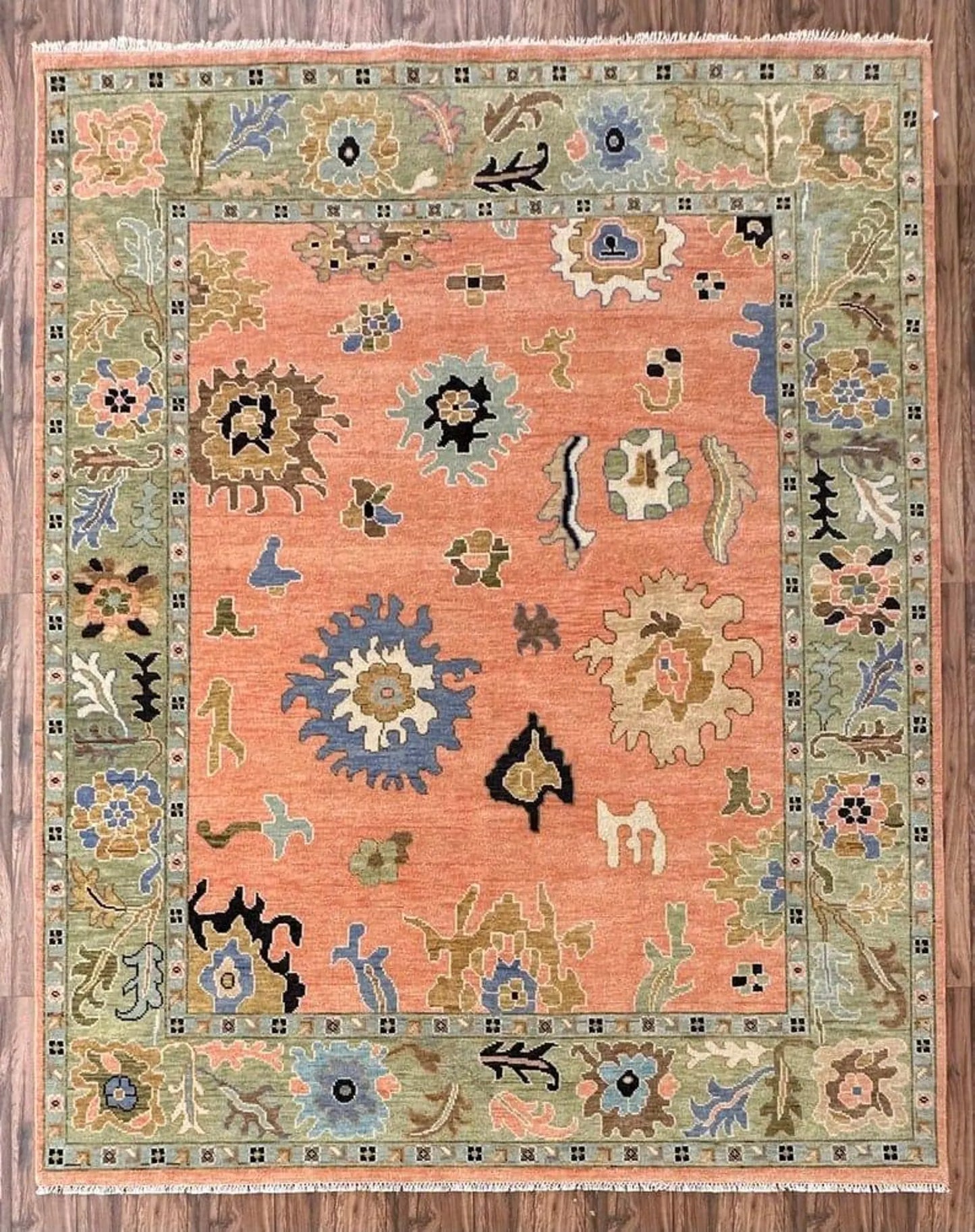 Peach Turkish Oushak Hand Knotted Rug 4x6, 5x8, 6x9, 8x10, 9x12, 10x14 ft Handmade Rugs for Living Room - Antique Contemporary rug