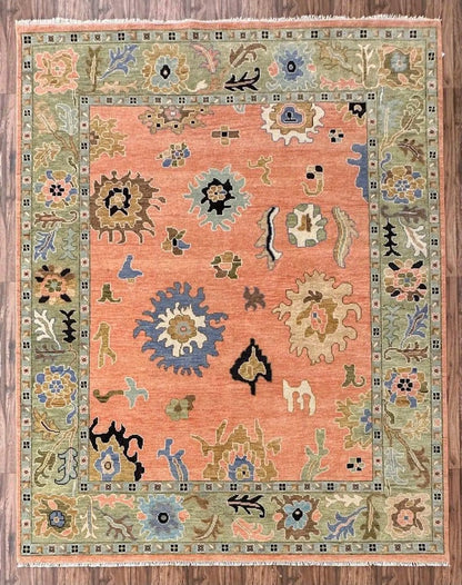 Peach Turkish Oushak Hand Knotted Rug 4x6, 5x8, 6x9, 8x10, 9x12, 10x14 ft Handmade Rugs for Living Room - Antique Contemporary rug