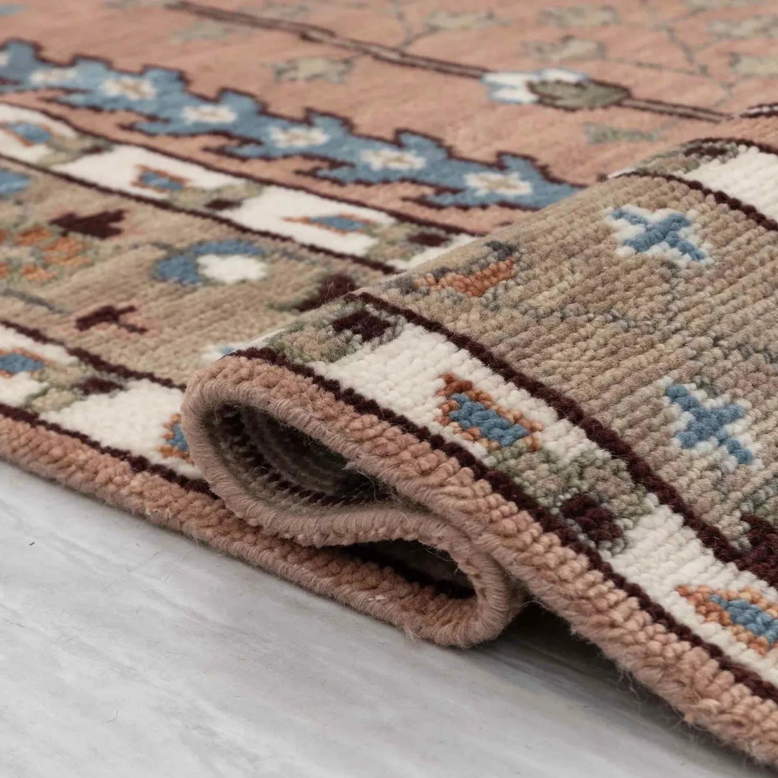 Hand Knotted Wool Rug, Oushak Rug Rust Orange Sage Accent Oushak Rug Modern Geometric Distressed Carpet Sizes 5x8 6x9 8x10 9x12