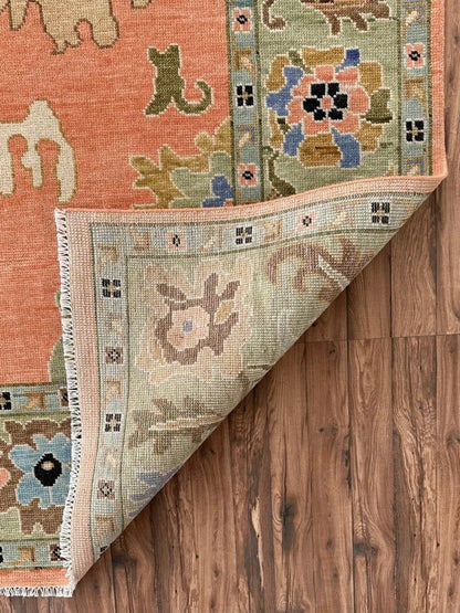 Peach Turkish Oushak Hand Knotted Rug 4x6, 5x8, 6x9, 8x10, 9x12, 10x14 ft Handmade Rugs for Living Room - Antique Contemporary rug