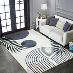 Hand-Tufted Modern Living Room Rug Washable 5x7 Rug, Black Boho Cute Aesthetic Area Rugs Carpet for Bedroom Dining Room Office, Vintage Abstract Leaves Thin Indoor Entryway Rug Carpet