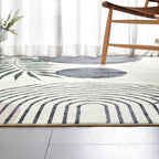 Hand-Tufted Modern Living Room Rug Washable 5x7 Rug, Black Boho Cute Aesthetic Area Rugs Carpet for Bedroom Dining Room Office, Vintage Abstract Leaves Thin Indoor Entryway Rug Carpet