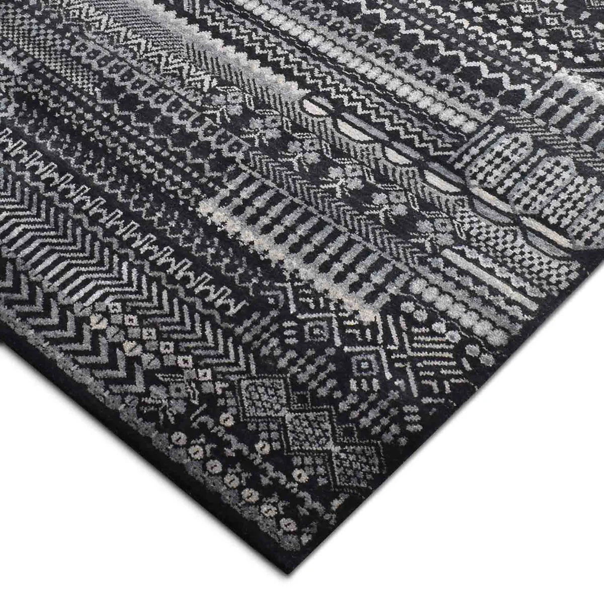 Black New Zealand Wool Hand Knotted Premium Rug