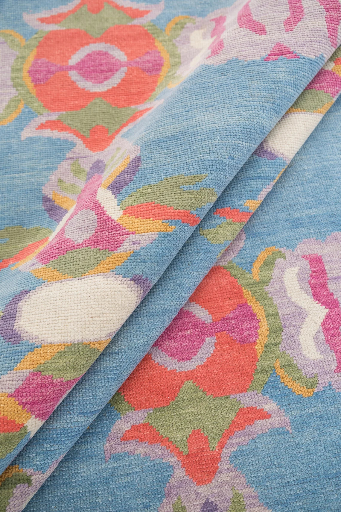 Low Pile Blue Contempory Hand Knotted Rug interior design Rug Bedroom 100% Wool Rug