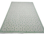 Low Pile 8x10 Box Blue & Beige Oushak Rug Soft Pile 100% Wool Hand Knotted Luxury Home Decore Rug HAND woolen Rug Hallway Rug Bedroom Rug