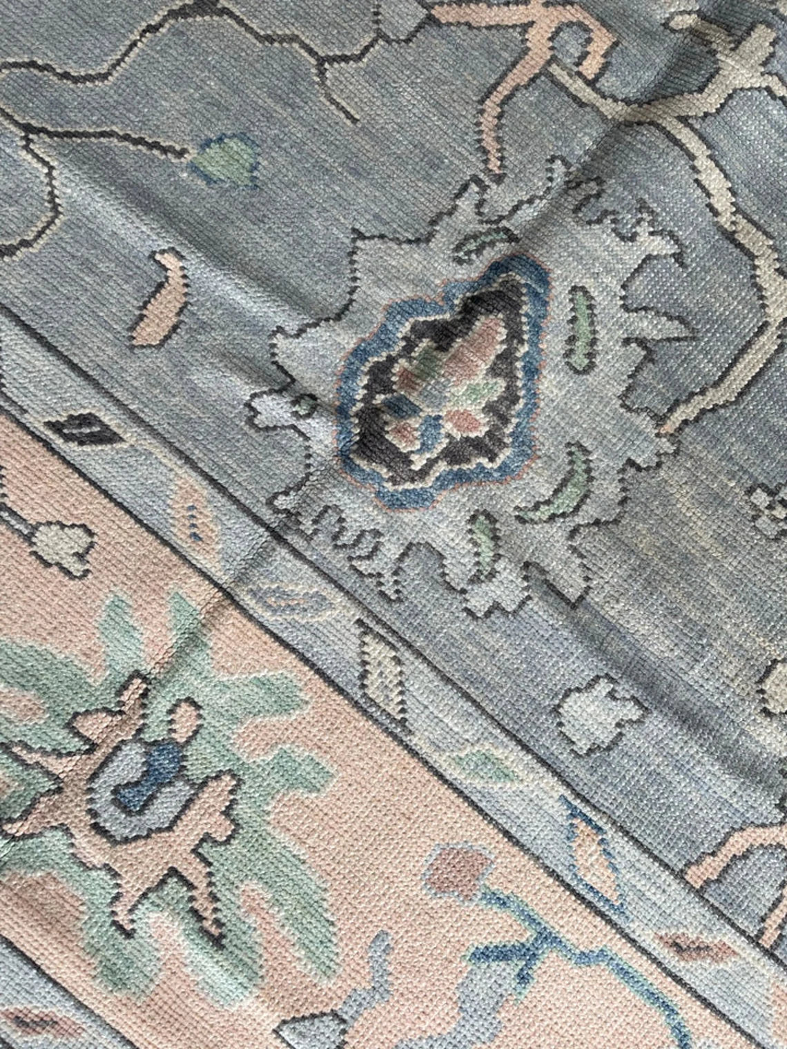 Gray Hand Knotted 8x10 Floral Area Low Pile Rug Farmhouse Rug, Abstract Runner Rug Vintage Home Decor Rug 8x10 Bedroom, Living Room, Hallway, Office
