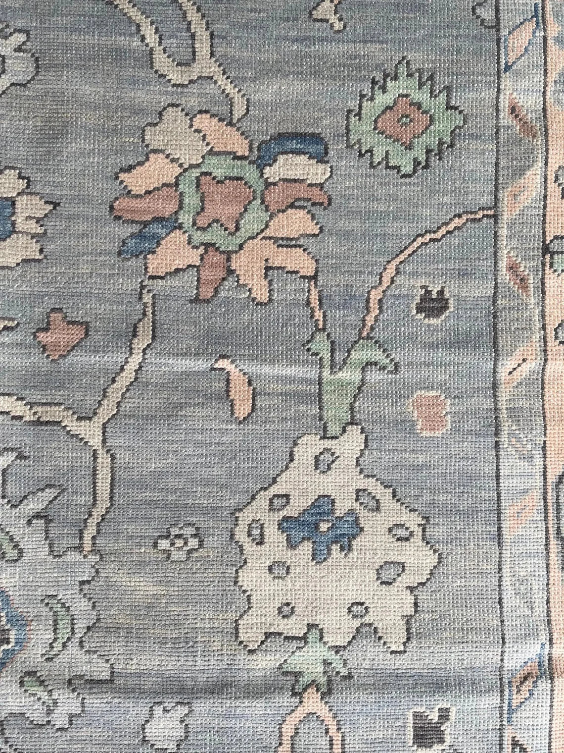 Gray Hand Knotted 8x10 Floral Area Low Pile Rug Farmhouse Rug, Abstract Runner Rug Vintage Home Decor Rug 8x10 Bedroom, Living Room, Hallway, Office